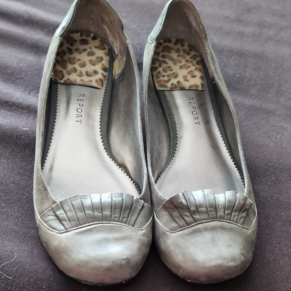 🔵 Report Taupe Pleated Women's Flats